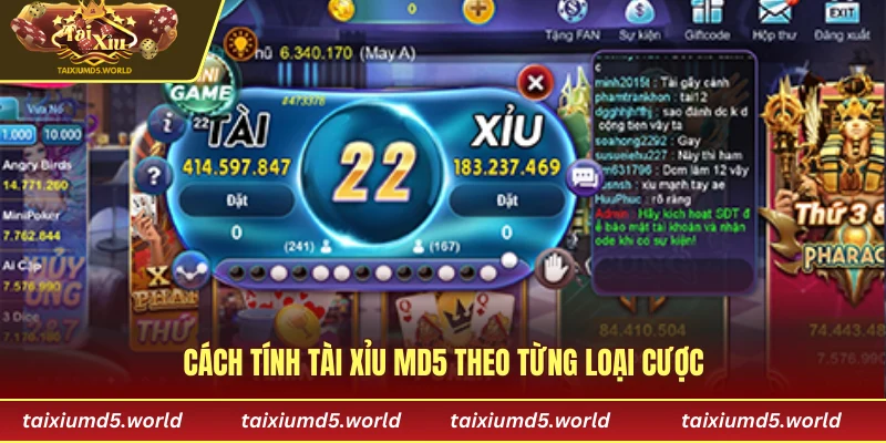 Cách tính Tài Xỉu MD5 theo từng loại cược